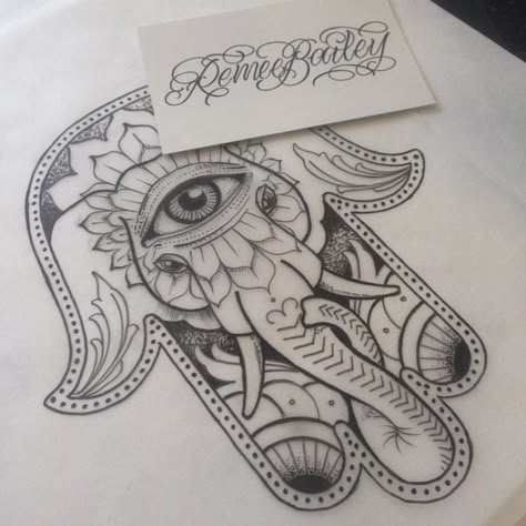 Budist Tattoo, Hasma Tattoo, Tattoo Fixers, Hamsa Tattoo Design, Hamsa Hand Tattoo, Elephant Tattoo Design, Buddha Tattoos, Hamsa Tattoo, Ganesha Tattoo