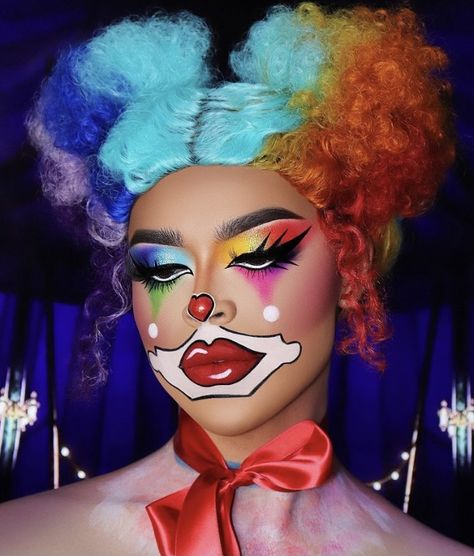 Bright Halloween Makeup, Clown Makeup Women, Clown Makeup Girl, Female Clown Makeup, Clown Makeup Cute, Rainbow Clown Makeup, Neon Clown Makeup, Maquillaje De Payaso Mujer, Colorful Clown Makeup