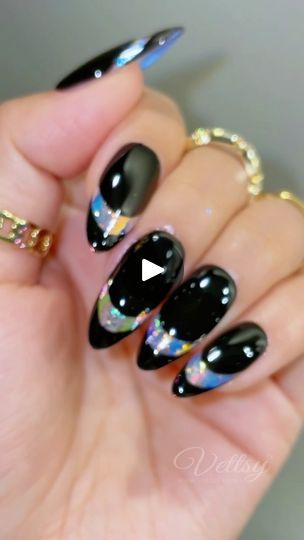 Black Opal Nails, Flakes Nail Art, Hair Dye Tips, Opal Nails, Eye Nail Art, Nail Time, Tag Friends, Black Nail Designs, Nail Supplies