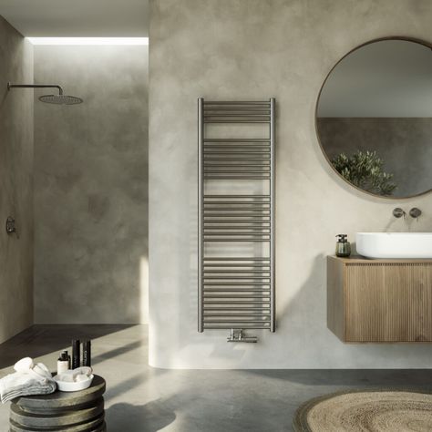 Inox Bathroom Radiator, Space Bathroom, Bathroom Radiators, Electric Radiators, Designer Radiator, Large Bathrooms, Stylish Bathroom, Heating Systems, Art Of Living