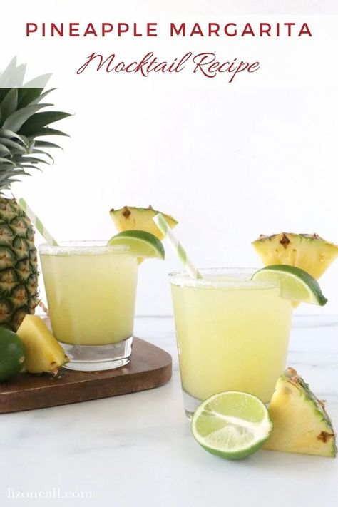 Pinapple Margarita, Margarita Mocktail Recipe, Popular Drink Recipes, Pineapple Margarita Recipe, Margarita Mocktail, Virgin Margarita, Easy Party Punch, Party Punch Recipes, Pineapple Margarita