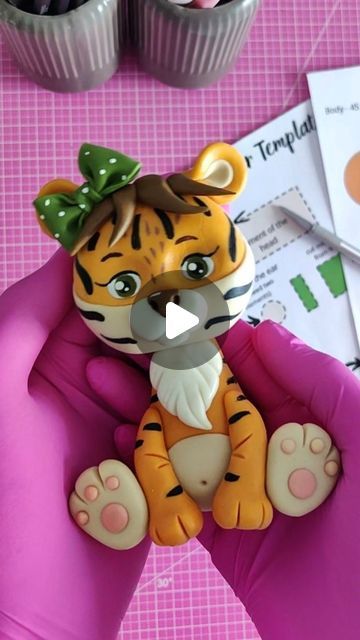 Tiger Cake Topper, Tiger Cake, Cake Decorator, Fondant Decorations, Fondant Toppers, At Your Own Pace, Your Own Pace, Video Lessons, Video Tutorials