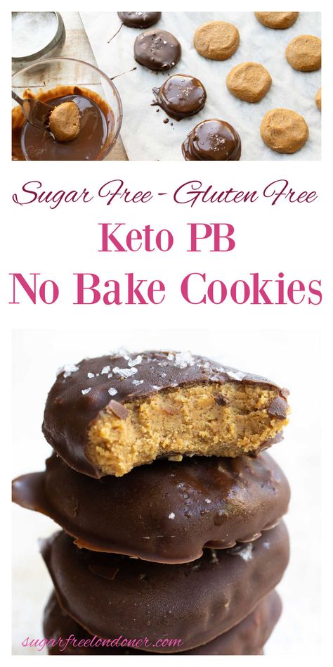 You only need 4 ingredients to make these easy keto no bake cookies! They have a fudgy peanut butter "dough" filling and a crisp dark chocolate coating. With just 5 minutes prep time, it's a great keto sweet treat to have in the fridge when the snack cravings strike! Peanut Butter Dough, Keto Sweet Snacks, Keto No Bake Cookies, No Bake Peanut Butter Cookies, Keto No Bake, Dolce Poche Calorie, Keto Cookie Recipes, No Bake Peanut Butter, Snack Craving