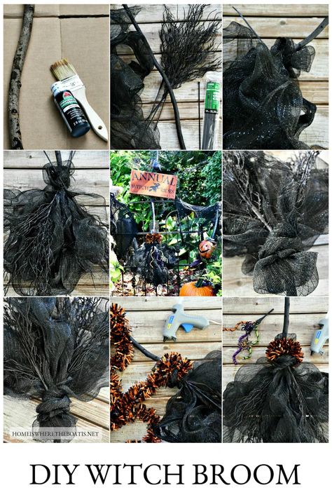 Witch Broom Craft, Witch Decorations Diy, Diy Witch Broom, Broom Craft, Diy Halloween Witch, Halloween Witch Brooms, Diy Witch, Witches Broom, Witch Diy