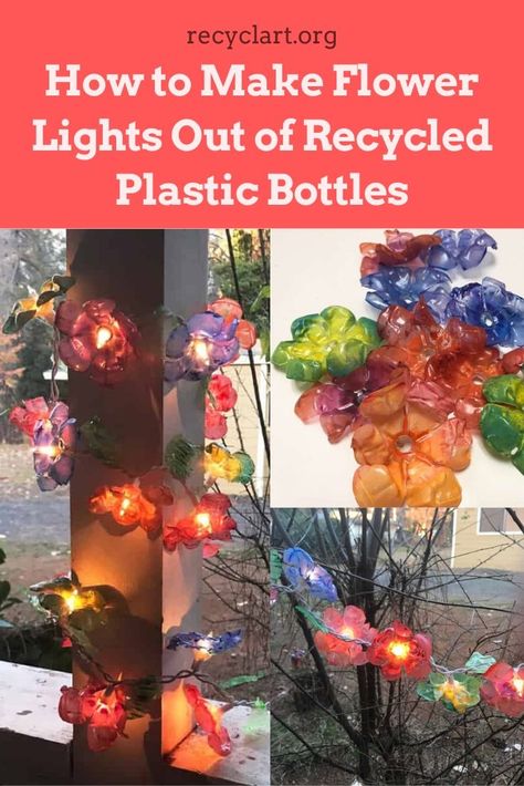 Discover how to recycle your used plastic water bottles into something colorful and amazing.  #Diy, #HomeDécor, #Lights, #PlasticBottles, #Recycled #RecycledPlastic Recycled Bottle Crafts, Water Bottle Flowers, Plastic Bottle Crafts Diy, Water Bottle Crafts, Reuse Plastic Bottles, Plastic Bottle Flowers, Plastic Bottle Art, Diy Plastic Bottle, Diy Bottle Crafts