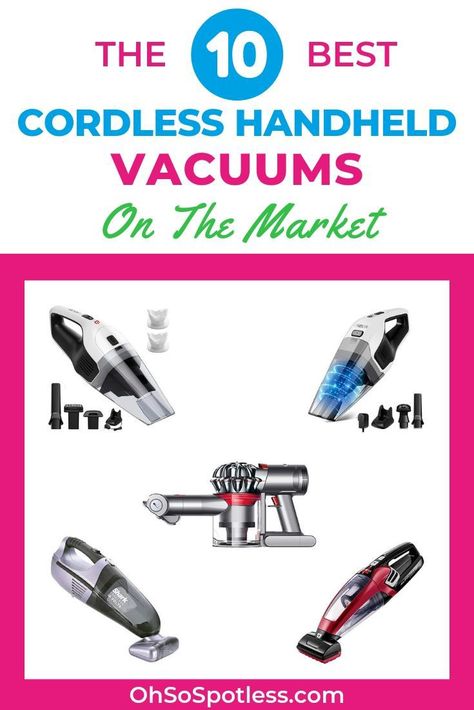 These are the 10 best cordless handheld vacuums on the market right now. They have great runtimes, are portable, and use less electricity than full-sized vacuums. #vacuums #vacuumcleaner #vacuumingtips #bestvacuums #howtoclean #cleaningtips #cleaninghacks Best Cordless Hand Vacuum, Best Hand Held Vacuum, Rv Storage Organization, Best Handheld Vacuum, Best Vacuum Cleaner, Small Vacuum, Hand Vacuum, Rv Storage, Portable Vacuum