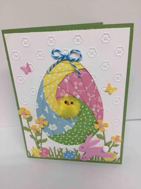 handmade Easter card: CAS421 by DancinFeet at Splitcoaststampers ... egg ... iris fold ... Iris Folding Cards, Easter Egg Cards, Iris Folding Templates, Iris Paper Folding, Iris Folding Pattern, Egg Card, Easter Cards Handmade, Folding Cards, Spring Scene