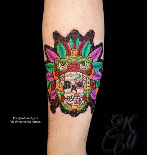 NeoMexicanismos Tattoo Bordado Mexicano, Embroidery Tattoos, Embroidery Tattoo, Meaningful Design, Leg Tattoo, Leg Tattoos, I Tattoo, Tattoos For Guys, Tatting