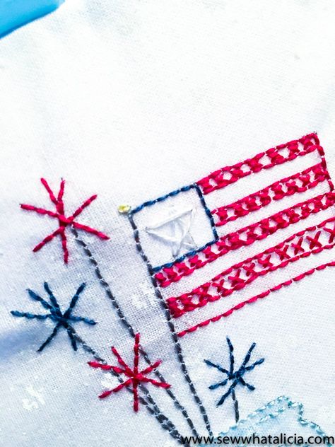 Patriotic Embroidery Designs, Fourth Of July Embroidery, Diy Fourth Of July Shirt, Mason Jar Embroidery, Jar Embroidery, Clothing Diys, Patriotic Embroidery, Usa Embroidery, Patriotic Images