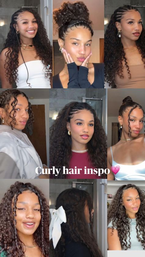 #part4 #curlyhairinspo Hair Styles Quick, Hairstyles Sleek, Curly Hair Inspo, Curly Hair Up, Quick Curly Hairstyles, Preppy Hairstyles, Curly Hair Care Routine, Mixed Curly Hair, Hair Puff