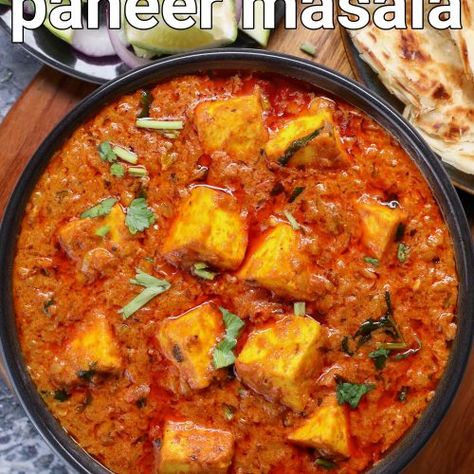 paneer masala recipe dhaba style | dhaba style paneer curry | paneer gravy - Hebbar's Kitchen Hebbars Kitchen Recipes, Paneer Chilli Dry, Paneer Gravy, Paneer Curry Recipes, Hebbars Kitchen, Paneer Masala Recipe, Paneer Biryani, Capsicum Recipes, Paneer Curry