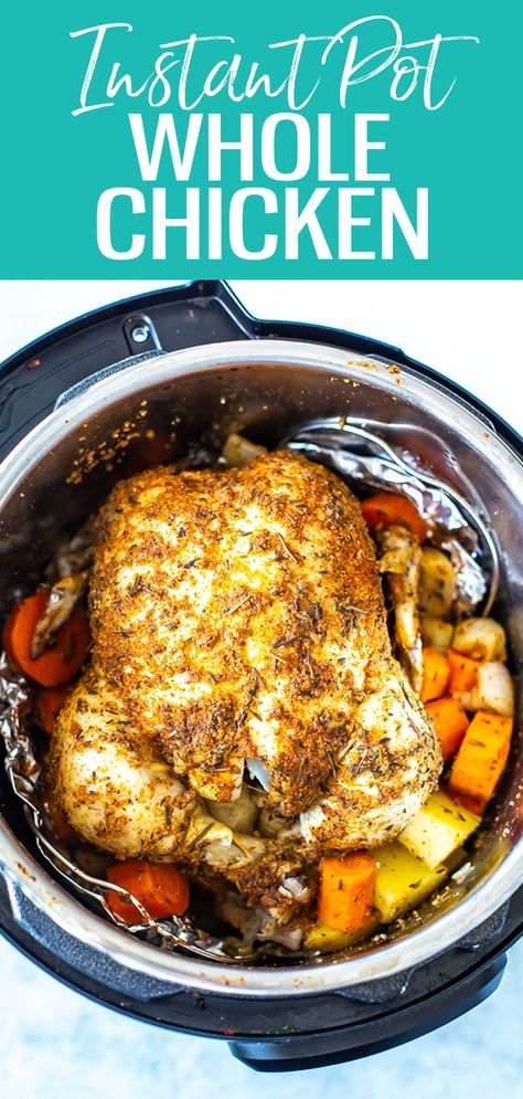 Slow Cook Whole Chicken, Pressure Cooker Whole Chicken, Instant Pot Rotisserie Chicken, Instant Pot Whole Chicken, Instapot Recipes Chicken, Whole Chicken Recipe, Cooking Whole Chicken, Chicken Cooking, Whole Chicken Recipes