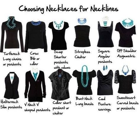 Necklaces For Necklines, Types Of Clothing, Necklace For Neckline, Mode Tips, Rocker Girl, Looks Style, Mode Inspiration, Home Fashion, Every Girl