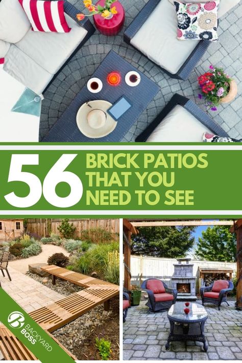 Brick Front Patio, Patio Firepits, Types Of Landscapes, Patio Surfaces, Backyard Design Plans, Pavers Design, Backyard Entertainment, Modern Backyard Design, Shade Landscaping