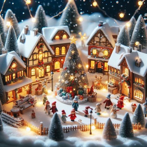 Snowy Christmas Village, Christmas Village Decor, Tree Diorama, Train Table, Snowy Christmas, Holiday Village, Christmas Wonderland, Christmas Stuff, Christmas Village