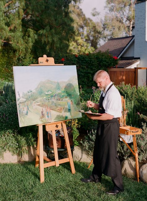 Live Artist At Wedding, Luxury Garden Wedding, Corbin Gurkin, Whimsical Garden Wedding, Wedding Reception Entertainment, Colorful Summer Wedding, San Ysidro Ranch, Carmel Weddings, Green Centerpieces