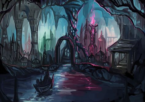 Agent Underdark: Photo Drow City, Elf City, Dwarven City, Moon City, Cave City, Underground Cities, My Fantasy World, Location Inspiration, Fantasy City