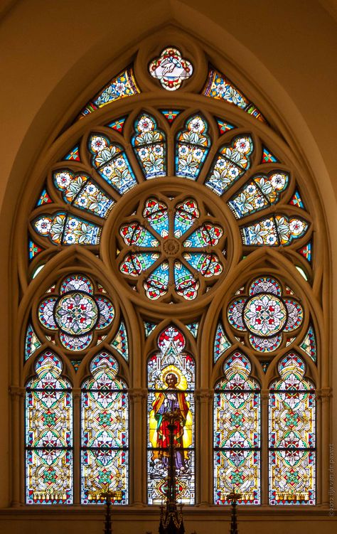 Stained glass window of Cathedral in Rokicie Nowe, Łódź_ Poland Stained Glass Tattoo, Glass Chapel, Stained Glass Windows Church, Church Interior Design, Monumental Architecture, Gothic Windows, Window Stained, Stained Glass Church, Glass Window Art