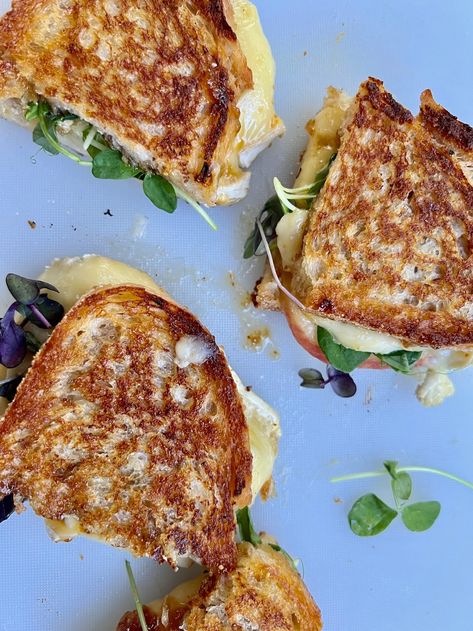 Brie, Fig, and Apple Grilled Cheese – Shredded Sprout Fancy Grilled Cheese Recipes, Fall Sandwiches, Apple Grilled Cheese, Fig Butter, Fancy Grilled Cheese, Apple Sandwich, Grilled Turkey, Apples And Cheese, Grilled Cheese Recipes