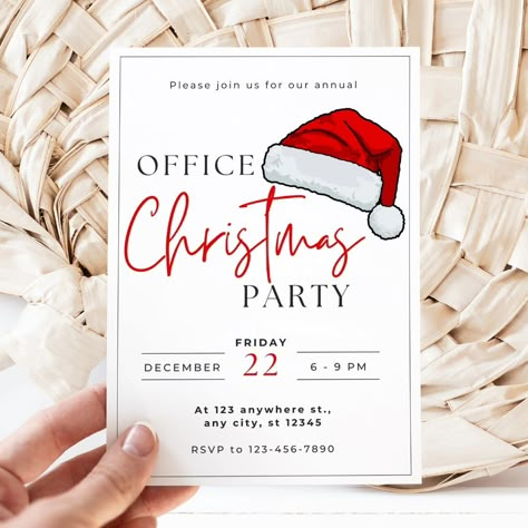 Printable corporate holiday party invite template, the perfect work Christmas party invitation!🎅🎄🥂 Christmas is here, celebrate your employee Christmas party or office holiday party with this festive Christmas invitation template! This work holiday party invite set is easy to edit, ready for your upcoming office Christmas party! This employee Christmas Party invitation is fully customiazable, personalize with your companies name! The corporate Christmas Party invitation template is easy to ... Office Party Favors Christmas, Work Christmas Party Themes, Company Holiday Party Ideas, Company Christmas Party Ideas, Corporate Christmas Party Ideas, Employee Christmas Party, Christmas Invitations Ideas, Corporate Christmas Party Decorations, Christmas Corporate Party