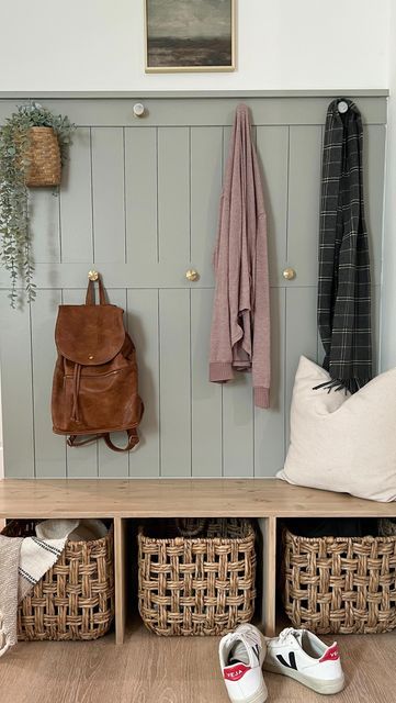 Floating Shoe Storage, Double Hook Mudroom, Diy Entry Bench And Hooks, Entryway Mirror And Coat Hook, Shiplap Wall Front Entrance, Flat Mudroom Wall, Shiplap Entryway With Bench, Shiplap Hook Wall, Small Mud Room Wall Ideas