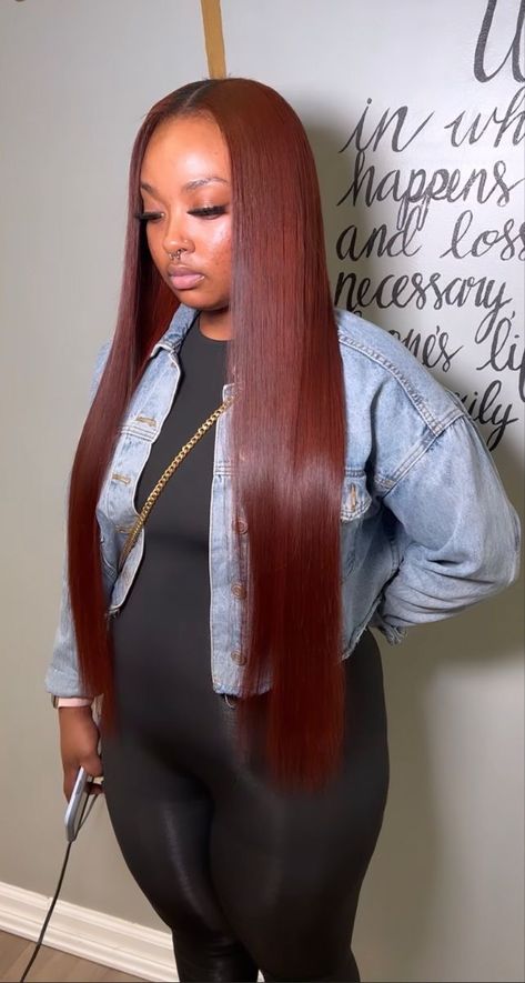 Red Sew In Weave With Leave Out, Color Braids, Goddess Braids Hairstyles, Quick Weave Hairstyles, Dyed Hair Inspiration, Dyed Natural Hair, Hair Ponytail, Natural Styles, Burgundy Hair