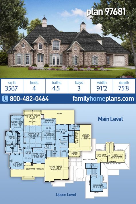 Tudor Style House Plan With In-Law Suite House Plans With In Law Suite One Story, Tudor Style House, Inlaw Suite, Large Floor Plans, European House Plans, Tudor Style Homes, Floor Plan Layout, Family House Plans, 3 Car Garage