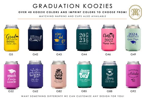 Graduation Koozies College, Graduation Koozies High School, Graduation Koozies, College Graduation Party Favors, Graduate Party, College Graduation Party, College Graduation Parties, Graduation Party Favors, Personalized Beer