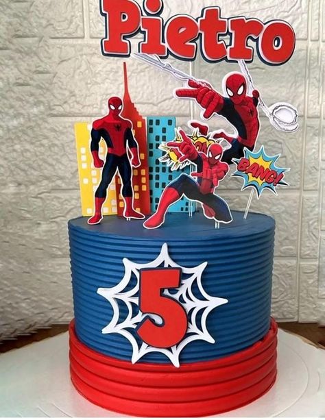 Spiderman Cake For Boys, Simple Spiderman Cake, Spiderman Themed Cake, Spiderman Theme Cake, Spiderman Cakes, Cake Spiderman, Princess Theme Cake, Spiderman Cake Topper, Spiderman Birthday Cake