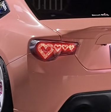 Pink Car Heart Lights, Pink Car With Heart Lights, Heart Shaped Car Lights, Heart Shaped Headlights, Heart Rear Lights Car, Heart Back Lights Car, Heart Brake Lights Car, Heart Lights For Car, Heart Car Rims