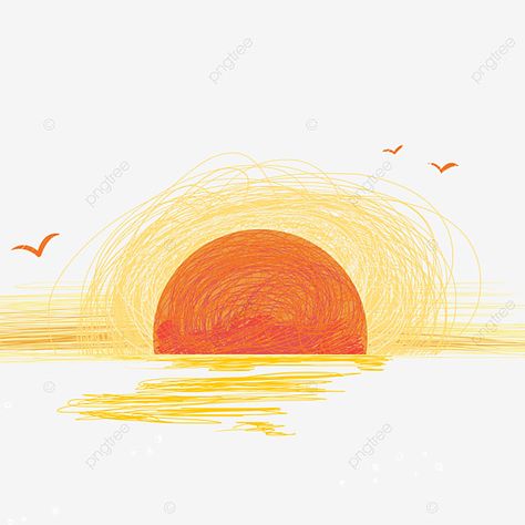 Sun Rise Drawing Simple, Rising Sun Drawing, Sunrise Drawing Simple, Sun Rise Drawing, Sunrise Doodle, Rise Drawing, Sunset Doodle, Greece Scrapbook, Sunrise Clipart