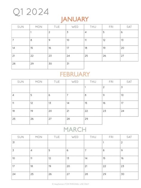 2024 3-Month Quarterly Calendar Printables – FREE 3 Month Calendar, Study Planner Free, Exam Calendar, Quarterly Calendar, Daily Schedules, Daily Routine Planner, Calendar Design Template, Weekly Planner Free, Habit Tracking