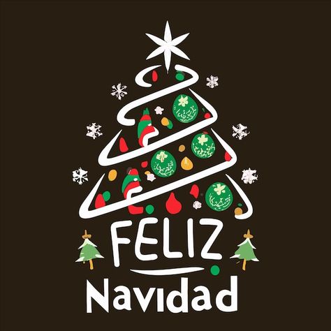 Vector feliz navidad letras árbol de nav... | Premium Vector #Freepik #vector #espana #vacaciones #fuente #vintage Star Wars Christmas Decorations, Merry Christmas In Spanish, Merry Christmas Vector, Spanish Christmas, Holiday Graphics, Happy Merry Christmas, Star Wars Christmas, Navidad Christmas, Christmas Vectors