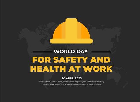 Vector world day for safety and health a... | Premium Vector #Freepik #vector #safety-day #engineers-day #labor #helmet Safety And Health At Work, Work Background, National Safety, About World, World Days, Banner Template Design, Background Banner, Banner Design, Design Template