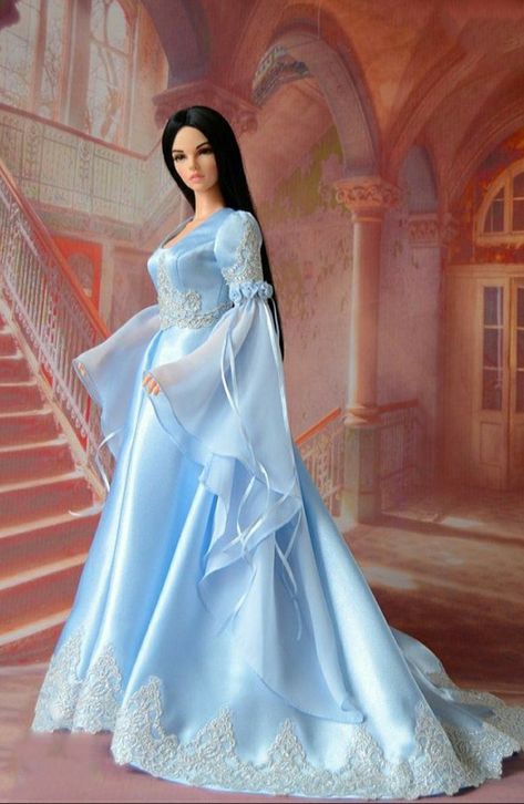 Barbie Gowns Princesses, Doll Fancy Dress, Elven Princess, Elven Dress, Luxurious Dress, Barbie Wedding Dress, Barbie Doll Clothing Patterns, Luxurious Dresses, Embroidery Decoration