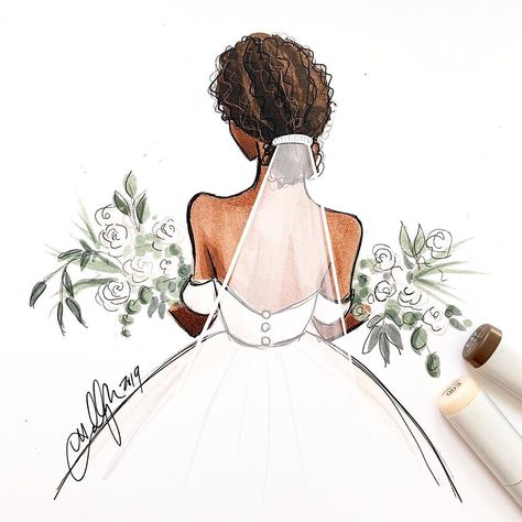 Bride in Bloom 🌿 #bridalgown #bride #fashionillustration #weddingdress #fashionsketch #fashiondrawing #illustration #copicart #copicmarkers… Couture Fashion Illustration, Bride Illustration, Violet Fashion, Blonde Or Brunette, Holly Nichols, Brunette Fashion, Bride Clipart, Butterfly Cake Topper, Wedding Drawing