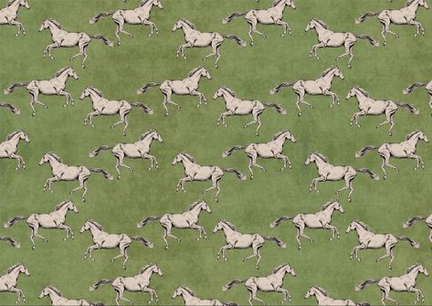 Horse print on an olive background. Herd Of Horses, Continuous Pattern, Horse Wallpaper, Western Homes, Green A, Print Inspiration, Horse Print, Olive Green Color, Pretty Patterns