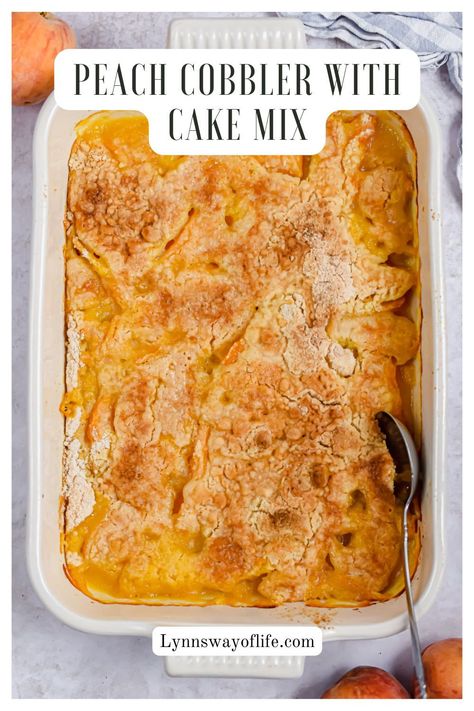 Peach Cobbler Recipe With Cake Mix, Can Peach Cobbler, Cake Mix Peach Cobbler, Canned Peach Cobbler Recipe, Peach Cobbler Cake, Cake Mix Cobbler, Peach Cobbler Dump Cake, Fresh Peach Cobbler, Cobbler Recipes Easy