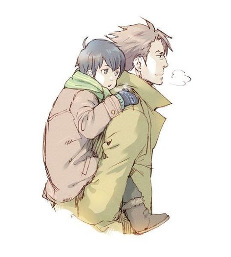 Father And Son Anime Art, Father And Son Drawing Reference, Father And Son Reference, Anime Father And Son, Parent And Kid Drawing Reference, Parent And Child Drawing Reference, Ginoza Nobuchika, Children Sketch, Anime Boy Hair