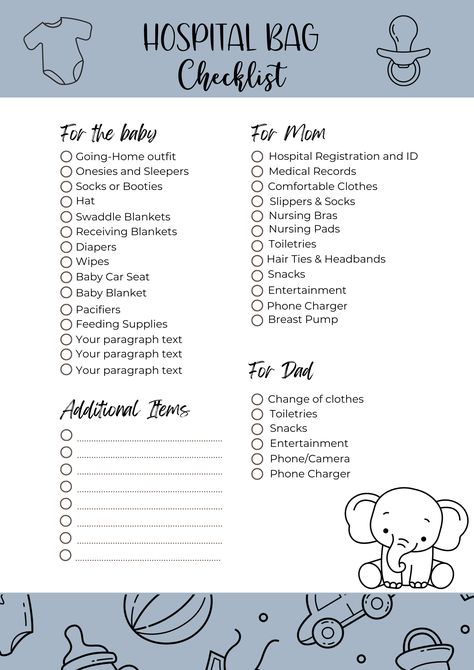 Preparing for the arrival of your precious newborn? Make sure you're ready for the big day with our comprehensive newborn hospital bag checklist. Our checklist covers everything you need to pack for both you and your baby, ensuring a smooth and stress-free hospital stay. From essential baby items like onesies, diapers, and blankets to mom's must-haves like comfortable clothing and toiletries, we've got you covered. Baby Toiletries List, Newborn Hospital Bag, Essential Baby Items, Hospital Checklist, Bag Checklist, Hospital Bag Checklist, Hospital Stay, Newborn Hospital, Going Home Outfit