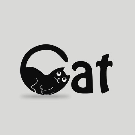 Cat Typography, Alphabet Company, Cat Branding, Introvert Cat, Food Brand Logos, Photoshop Typography, English Logo, Logo Cat, Pet Brand