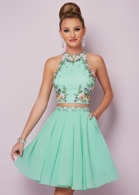 Cocktail Dress Prom, Prom Dresses Two Piece, Two Piece Homecoming Dress, Perfect Prom Dress, Cute Prom Dresses, Dress Chiffon, Short Prom Dress, Popular Dresses, Grad Dresses