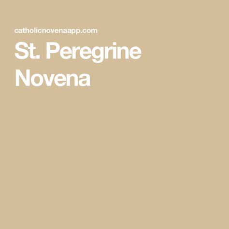 St. Peregrine Novena St Peregrine, Healing Prayers, Prayers For Healing, Peregrine, Catholic Prayers, Patron Saints, Healing