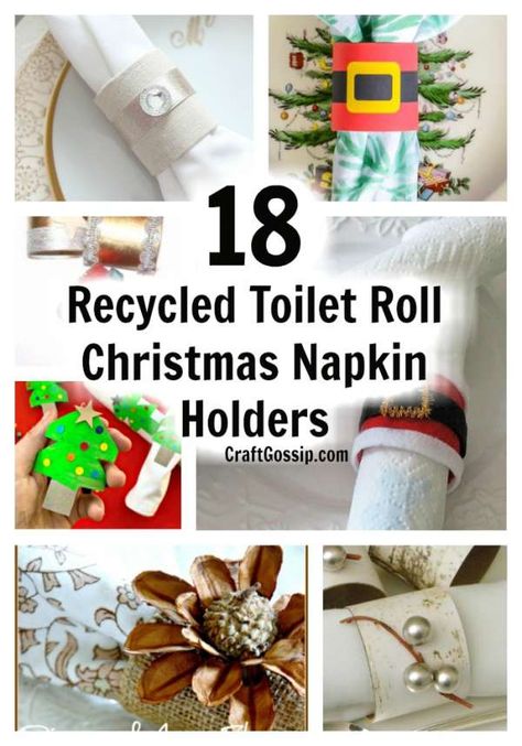 18 Christmas Napkin Holders Made From Toilet Paper Rolls Christmas Bell Craft, Diy Napkin Rings Christmas, Christmas Napkin Holders, Diy Christmas Napkins, Button Snowman, Paper Napkin Rings, Christmas Toilet Paper, Blank Gift Tags, Cardboard Rolls