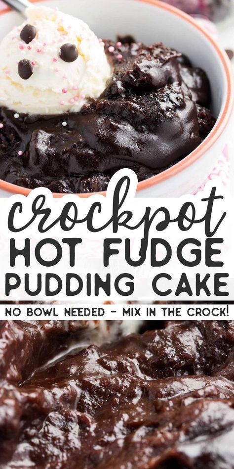 Slow Cooker Brownies, Chocolate Pudding Cake Recipe, Crockpot Cake, Pudding Cake Recipe, Brownie Pudding, Hot Fudge Cake, Chocolate Pudding Cake, Crockpot Dessert Recipes, Slow Cooker Recipes Dessert