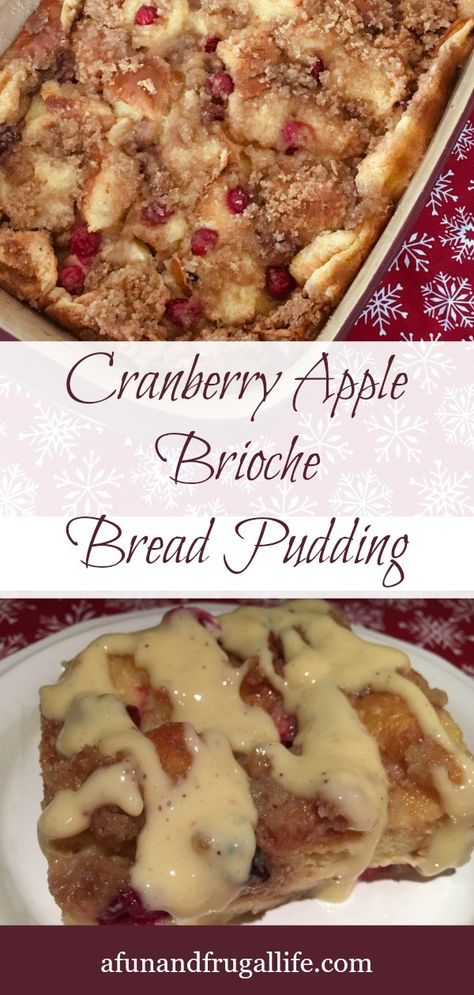 Eggnog Sauce, Apple Brioche, Christmas Bread Pudding, Eggnog Pudding, Pudding Sauce, Cranberry Bread Pudding, Bread Brioche, Eggnog Bread Pudding, Brioche Bread Pudding