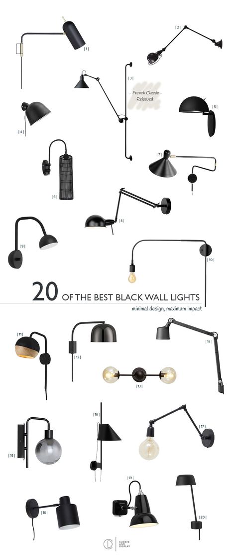 20 Of The Best Budget To Blow Out Black Wall Lights - Curate & Display Wall Light Industrial, Nordic Lighting, Nordic Interiors, Black Wall Lights, Wall Lamps Living Room, Kitchen Wall Lights, Wall Lamp Design, Black Wall Lamps, Wall Lights Bedroom