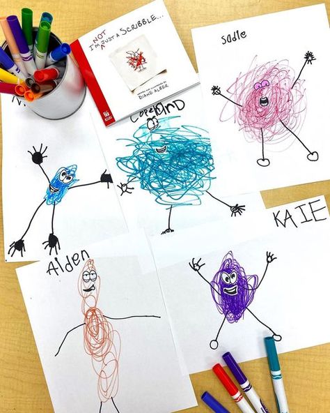 Mrs. Downes Elementary Art Class on Instagram: "First day of Art for first grade ended with a quick drawing activity after reading the book “I’m Not Just a Scribble” by Diane Alber! We talked about how everyone is an artist and has something creative to bring to the table, just like Scribble. Aren’t there scribble cartoons just the cutest?! 😍 #firstdayofschool #firstday #firstgrade #artclass #elementaryart #scribble #scribbleart #imnotjustascribble #drawing #artteacher #artteachersofinstagram # Not Just A Scribble Art, Scribble Monster Art Lesson, First Day Of Art Class Kindergarten, First Day Of Art Class Activities Elementary, I’m Not Just A Scribble, I’m Not Just A Scribble Activity, Scribble Stones Book Activities, I'm Not Just A Scribble Activities, First Day Elementary Art