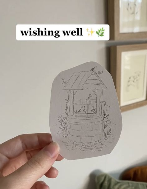 Wishing Well Tattoo Ideas, Wishing Well Tattoo, Cottagecore Tattoo, Well Tattoo, Soft Tattoo, Artsy Tattoos, Journal Bible, Doodle Tattoo, Tattoo Collection