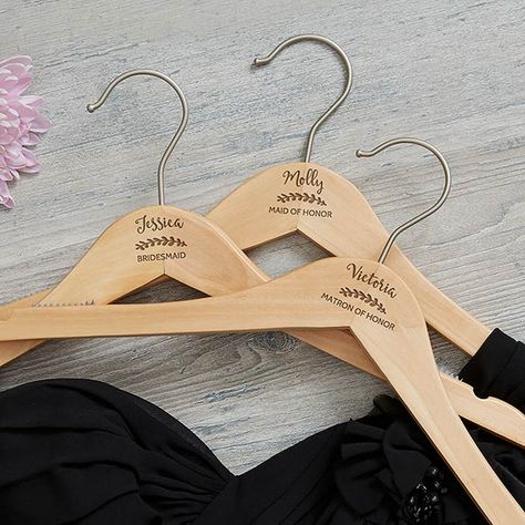 Custom Engraved Wood Bridesmaid Hangers Custom Wedding Hangers, Hangers Wedding, Bridesmaid Hangers, Custom Hangers, Wedding Hanger, Cricut Wedding, Wood Hanger, Wedding Gifts For Groomsmen, Groomsmen Gifts Personalized